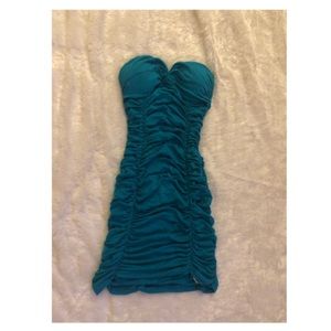Scrunched tube top dress